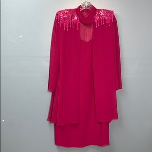 Vintage Ursula of Switzerland Dress Hot Pink Dress Size 8P